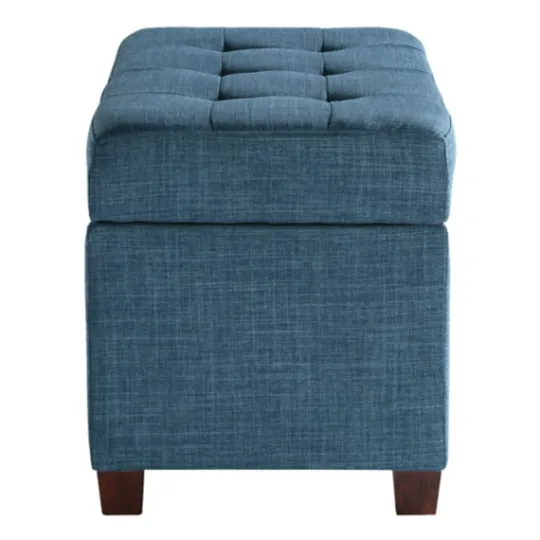 Kirkland's Home Cerulean Tufted Upholstered Storage Ottoman- Benches & Ottomans