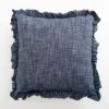 Kirkland's Home Chambray Ruffle Navy Throw Pillow- Pillows