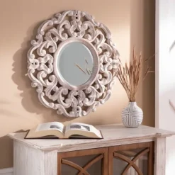 Kirkland's Home Champagne Abstract Wood Mirror- Decorative Mirrors