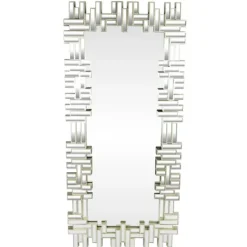 Kirkland's Home Champagne Gold Rectangular Modern Wall Mirror- Decorative Mirrors