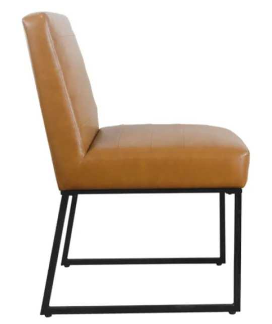 Kirkland's Home Channeled Carmel Leather Dining Chair- Dining Chairs