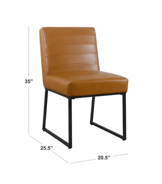 Kirkland's Home Channeled Carmel Leather Dining Chair- Dining Chairs