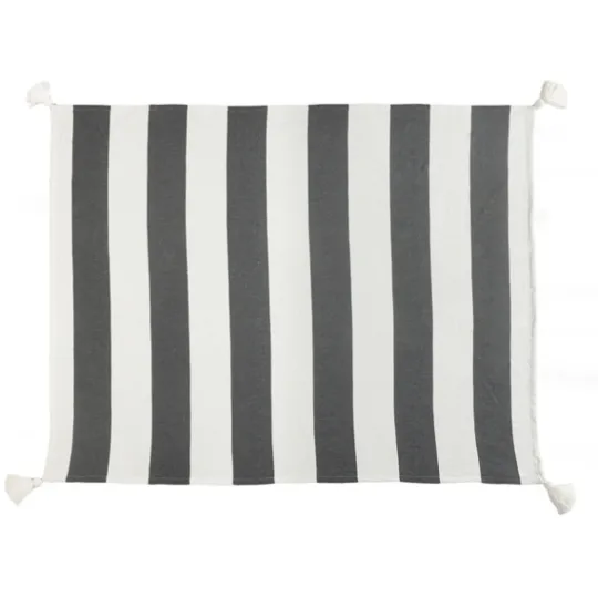 Kirkland's Home Charcoal And White Striped Cotton Throw- Blankets & Throws