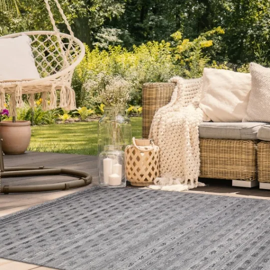 Kirkland's Home Charcoal Embellished Outdoor Area Rug, 5X8- Outdoor Rugs
