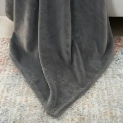 Kirkland's Home Charcoal Faux Sheared Mink Throw- Blankets & Throws