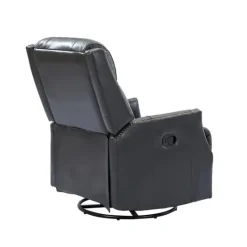 Kirkland's Home Charcoal Genuine Leather Swivel Recliner- Accent Chairs