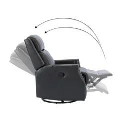 Kirkland's Home Charcoal Genuine Leather Swivel Recliner- Accent Chairs