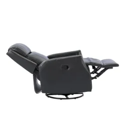 Kirkland's Home Charcoal Genuine Leather Swivel Recliner- Accent Chairs