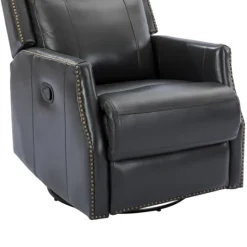 Kirkland's Home Charcoal Genuine Leather Swivel Recliner- Accent Chairs
