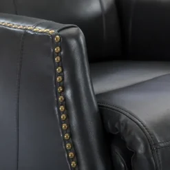 Kirkland's Home Charcoal Genuine Leather Swivel Recliner- Accent Chairs