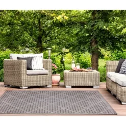 Kirkland's Home Charcoal Geo Lattice Outdoor Area Rug, 7X9- Outdoor Rugs