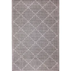 Kirkland's Home Charcoal Geo Lattice Outdoor Area Rug, 4X7- Outdoor Rugs