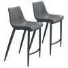 Kirkland's Home Charcoal Leather Stitch Counter Stools, Set Of 2- Bar Stools & Counter Height Stools