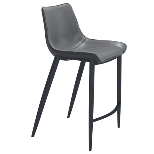 Kirkland's Home Charcoal Leather Stitch Counter Stools, Set Of 2- Bar Stools & Counter Height Stools