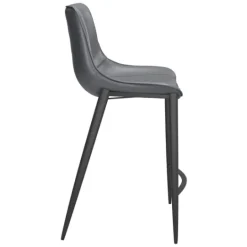 Kirkland's Home Charcoal Leather Stitch Counter Stools, Set Of 2- Bar Stools & Counter Height Stools