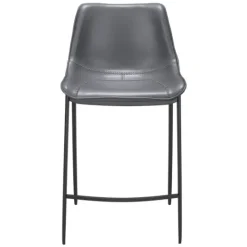 Kirkland's Home Charcoal Leather Stitch Counter Stools, Set Of 2- Bar Stools & Counter Height Stools