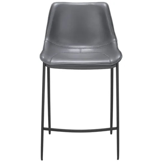 Kirkland's Home Charcoal Leather Stitch Counter Stools, Set Of 2- Bar Stools & Counter Height Stools