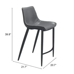 Kirkland's Home Charcoal Leather Stitch Counter Stools, Set Of 2- Bar Stools & Counter Height Stools