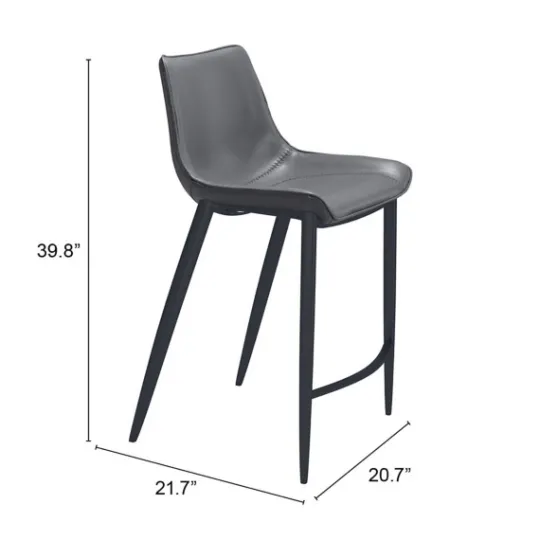 Kirkland's Home Charcoal Leather Stitch Counter Stools, Set Of 2- Bar Stools & Counter Height Stools