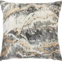 Kirkland's Home Charcoal Metallic Marble Swirl Throw Pillow- Pillows