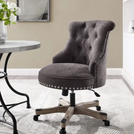 Kirkland's Home Charcoal Miller Tufted Office Chair- Office Furniture