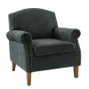 Kirkland's Home Charcoal Nailhead Trim Armchair- Accent Chairs