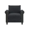 Kirkland's Home Charcoal Rolled Arms Upholstered Accent Chair- Accent Chairs