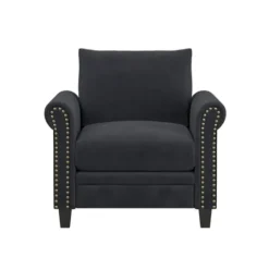 Kirkland's Home Charcoal Rolled Arms Upholstered Accent Chair- Accent Chairs