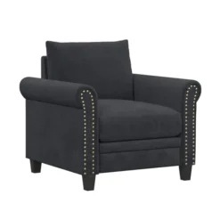 Kirkland's Home Charcoal Rolled Arms Upholstered Accent Chair- Accent Chairs