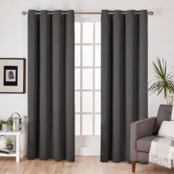 Kirkland's Home Charcoal Sateen Curtain Panel Set, 96 In.- Curtains & Drapes