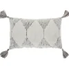 Kirkland's Home Charcoal Stripe Diamond Tassels Lumbar Pillow- Pillows