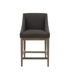 Kirkland's Home Charcoal Upholstered Seat Counter Stool- Bar Stools & Counter Height Stools