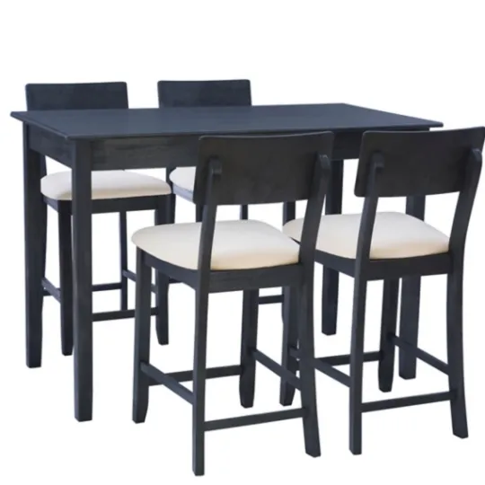 Kirkland's Home Charcoal Wood Upholstered 5-Pc. Dining Set- Dining Sets