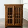 Kirkland's Home Charlie Natural Mango Wood Windowpane Cabinet- Cabinets & Sideboards