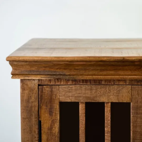 Kirkland's Home Charlie Natural Mango Wood Windowpane Cabinet- Cabinets & Sideboards