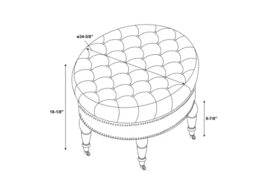 Kirkland's Home Charlotte Tufted Round Charcoal Ottoman- Benches & Ottomans