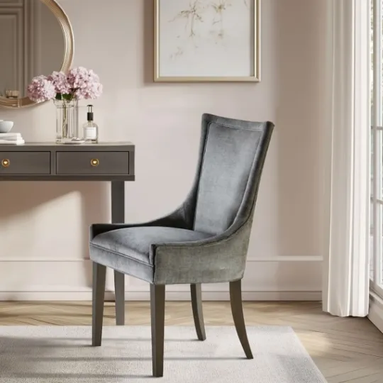 Kirkland's Home Chenille Curved Back Dining Chairs, Set Of 2- Dining Chairs