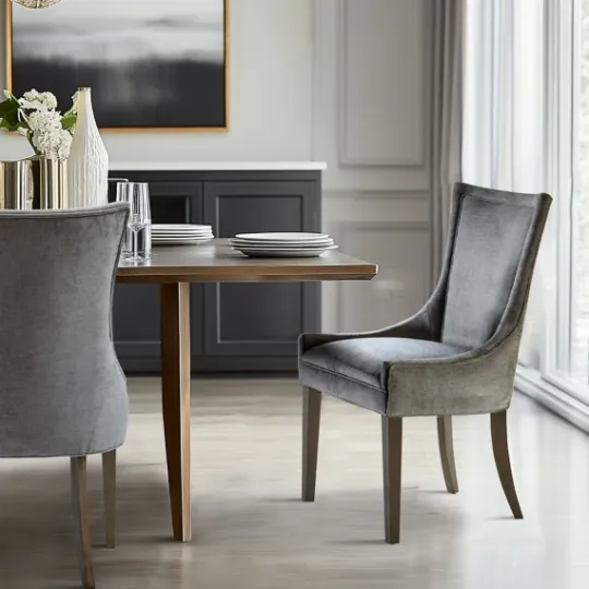 Kirkland's Home Chenille Curved Back Dining Chairs, Set Of 2- Dining Chairs