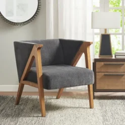 Kirkland's Home Chenille Geometric Frame Accent Chair- Accent Chairs