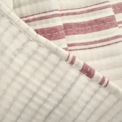 Kirkland's Home Cherry Red Pick Stitch Stripe Decorative Throw- Blankets & Throws