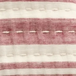 Kirkland's Home Cherry Red Pick Stitch Stripe Decorative Throw- Blankets & Throws
