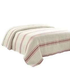 Kirkland's Home Cherry Red Pick Stitch Stripe Queen Quilt- Quilts