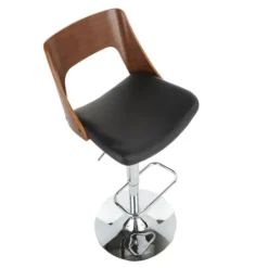 Kirkland's Home Cherry Wood And Leather Swivel Bar Stool- Bar Stools & Counter Height Stools