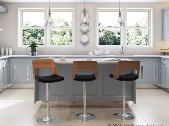 Kirkland's Home Cherry Wood And Leather Swivel Bar Stool- Bar Stools & Counter Height Stools