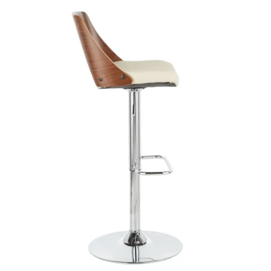 Kirkland's Home Cherry Wood And Leather Swivel Bar Stool- Bar Stools & Counter Height Stools
