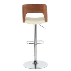 Kirkland's Home Cherry Wood And Leather Swivel Bar Stool- Bar Stools & Counter Height Stools