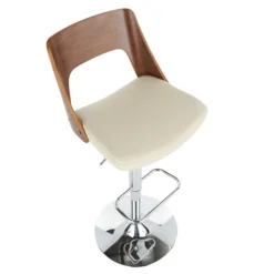 Kirkland's Home Cherry Wood And Leather Swivel Bar Stool- Bar Stools & Counter Height Stools