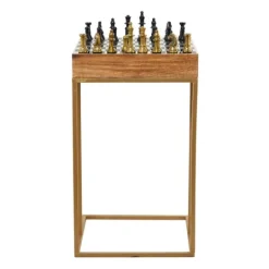 Kirkland's Home Chess Top Wood C-Frame Accent Table- Accent & End Tables