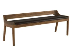 Kirkland's Home Chestnut Acacia Wood Cushioned Bench- Benches & Ottomans