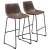 Kirkland's Home Chestnut Faux Leather Sloped Bar Stools, Set Of 2- Bar Stools & Counter Height Stools